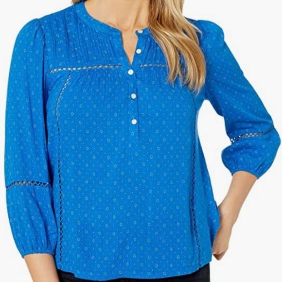 Lucky brand peasant Blue  top size large - Picture 1 of 10